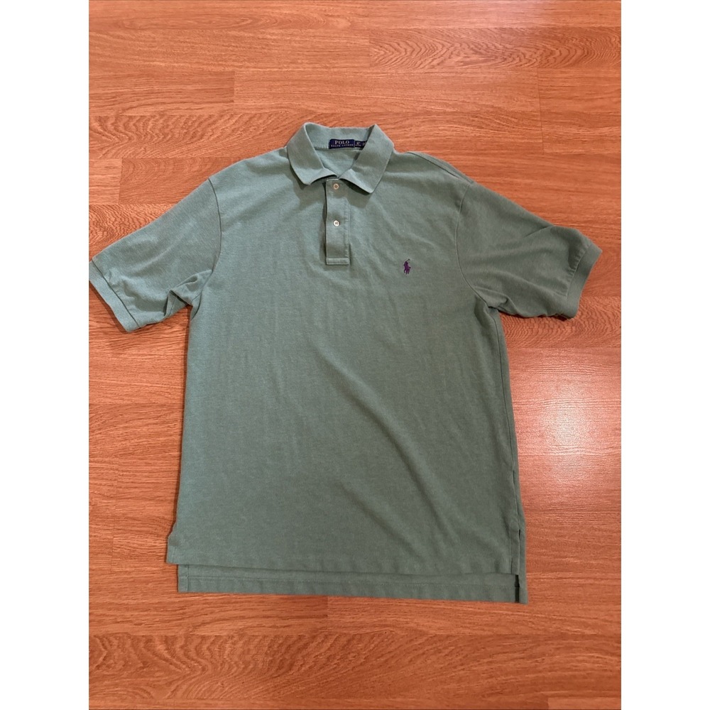 Polo Ralph Lauren Polo Shirt Men's Large Tall Green With Purple Pony Logo Preppy